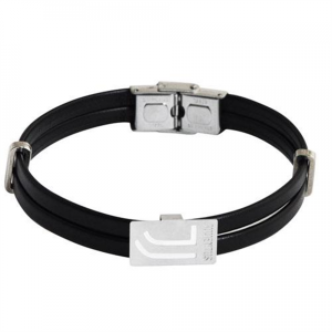 BRACCIALE ECOPELLE PIATTO NERO