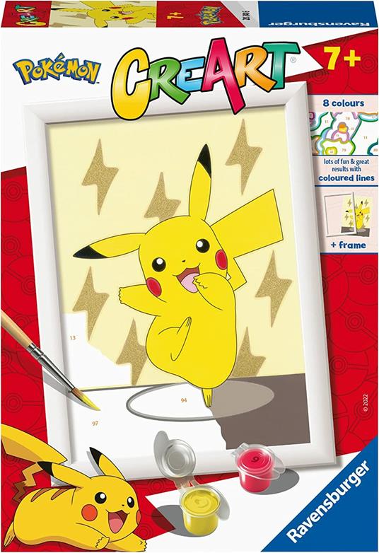 Ravensburger – CreArt Serie E: Pokémon, Pikachu, Kit per Dipingere con i Numeri,