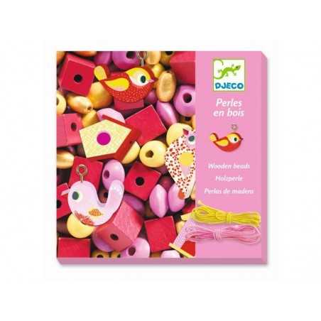 450 PERLE IN LEGNO kit artistico UCCELLI creativo DJECO assortite DJ09809 età 3+