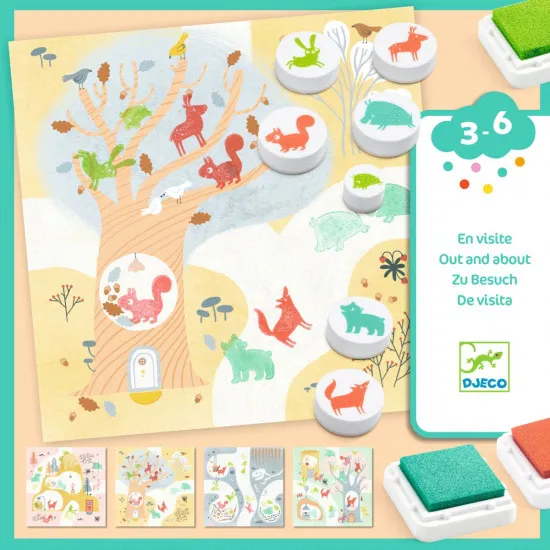 Set creativo con timbri – Animali sull’albero