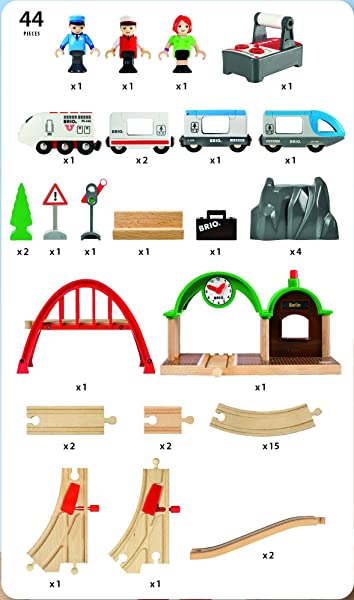 BRIO WORLD – RC Travel Set, Set Ferrovia telecomandato, Pista Trenino con Accessori 54 pezzi - immagine 7