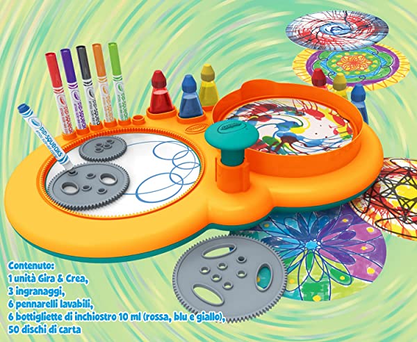 CRAYOLA- Super Set Gira e Crea Deluxe, per Creare Mandala e Vortici di Colore con Pennarelli e Inchiostri Colorati - immagine 4