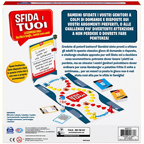 Editrice Giochi, Sfida I Tuoi, la scommesa finale, il classico gioco da tavolo a quiz per famiglie, una sfida bambini contro genitori, dagli 8 anni in su - immagine 7