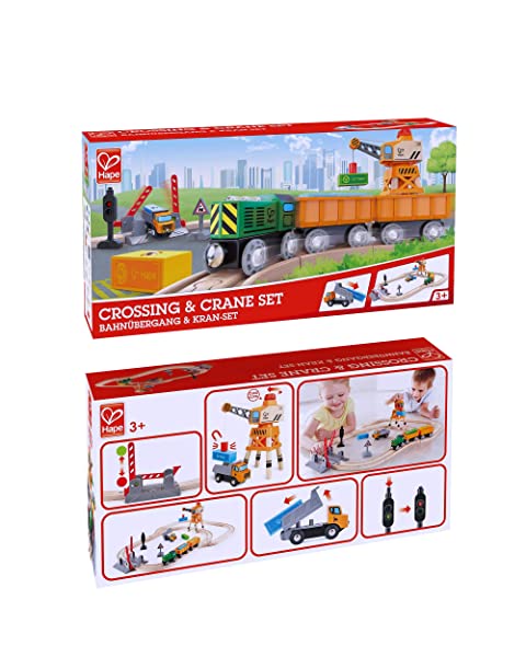 HAPE International- Set Passaggio a Livello e Gru, Multicolore, E3732 - immagine 8