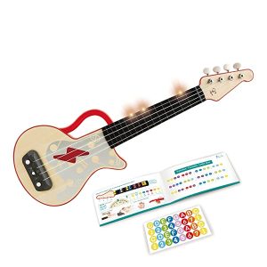 Hape Impara con le luci Ukulele-Rosso | Elettrico con corde accordabili