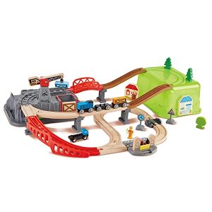 Hape Set da 50 Pezzi da Treno con Pratica Scatola portaoggetti