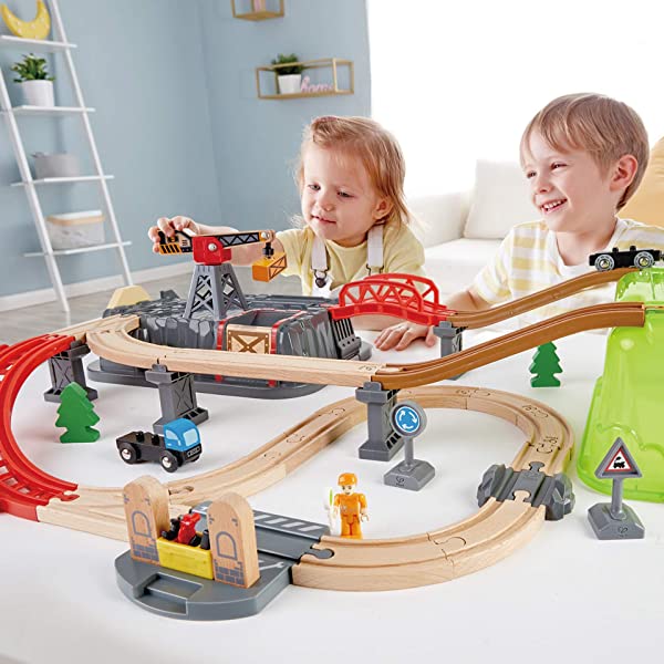 Hape Set da 50 Pezzi da Treno con Pratica Scatola portaoggetti - immagine 7