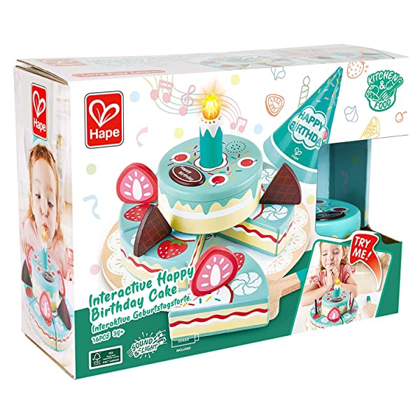 Hape Torta interattiva di compleanno da tagliare, torta suona una canzone di compleanno - immagine 4