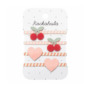 SET 4 ELASTICI CILIEGIE + CUORE ROSA