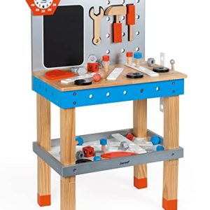 Janod – Brico’Kids Banco Magnetico Gigante (Legno)  40 Accessori e 3 Utensili Inclusi