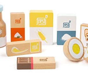 Small Foot- Ingredienti da Forno Fresh di Legno,Set di Giochi Come Accessori per la Cucina per Bambini e Il Negozio del commerciante Giocattoli, Multicolore, 11442