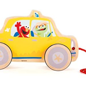 Small Foot- Taxi da Tirare della Linea Sesame Street in Legno Certificato FSC al 100%, della Marca Giocattoli, Multicolore, 10979