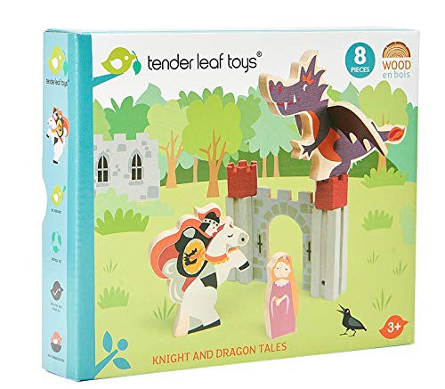 Tender Leaf Toys Cavaliere e Drago Tales – Set di blocchi in legno con personaggi medievali, tra cui un cavaliere, una principessa e un drago - immagine 4