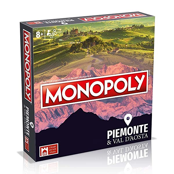 Winning Moves – Monopoly, I borghi più belli d'Italia Piemonte e Val D'aosta, gioco da tavolo - immagine 3
