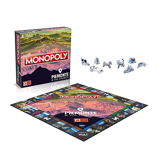 Winning Moves – Monopoly, I borghi più belli d'Italia Piemonte e Val D'aosta, gioco da tavolo - immagine 6