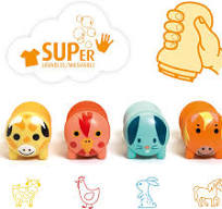 Timbri ergonomici per bambini – animali della fattoria