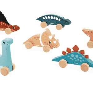 JANOD DINOSAURI SU RUOTE IN LEGNO