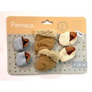 PANTOFOLE abiti per bambole SET DI 3 PAIA pomea collection DJECO