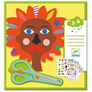 PARRUCCHIERE kit artistico CREARE CON GLI STICKERS set creativo DJECO adesivi DJ09045 età 3+