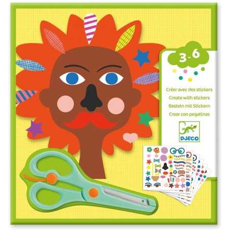 PARRUCCHIERE kit artistico CREARE CON GLI STICKERS set creativo DJECO adesivi DJ09045 età 3+ - immagine 2