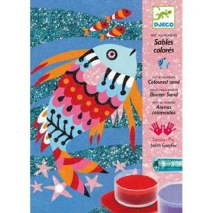 SABBIA COLORATA e GLITTER ARCOBALENi DI PESCI Djeco età 6-11 anni KIT ARTISTICI DJ08661