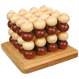 small foot 4462 Tic Tac Toe punta di legno in 3D, gioco da tavolo strategico su più livelli per due persone, da 5 anni in poi