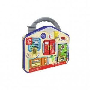 TAVOLA DI APPRENDIMENTO lock & learn playboard CASETTA gioco di imitazione HAPE età 3+