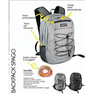 ZAINO TINTA UNITA GRIGIO CON ELASTICI